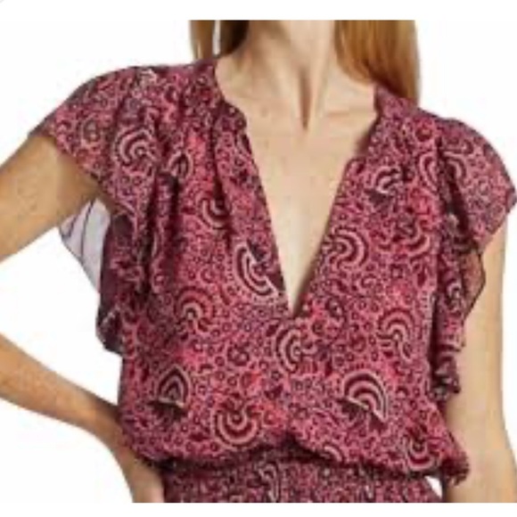 A.L.C. Women's Pink June Floral Paisely Silk Top Size 8 - Picture 2 of 7